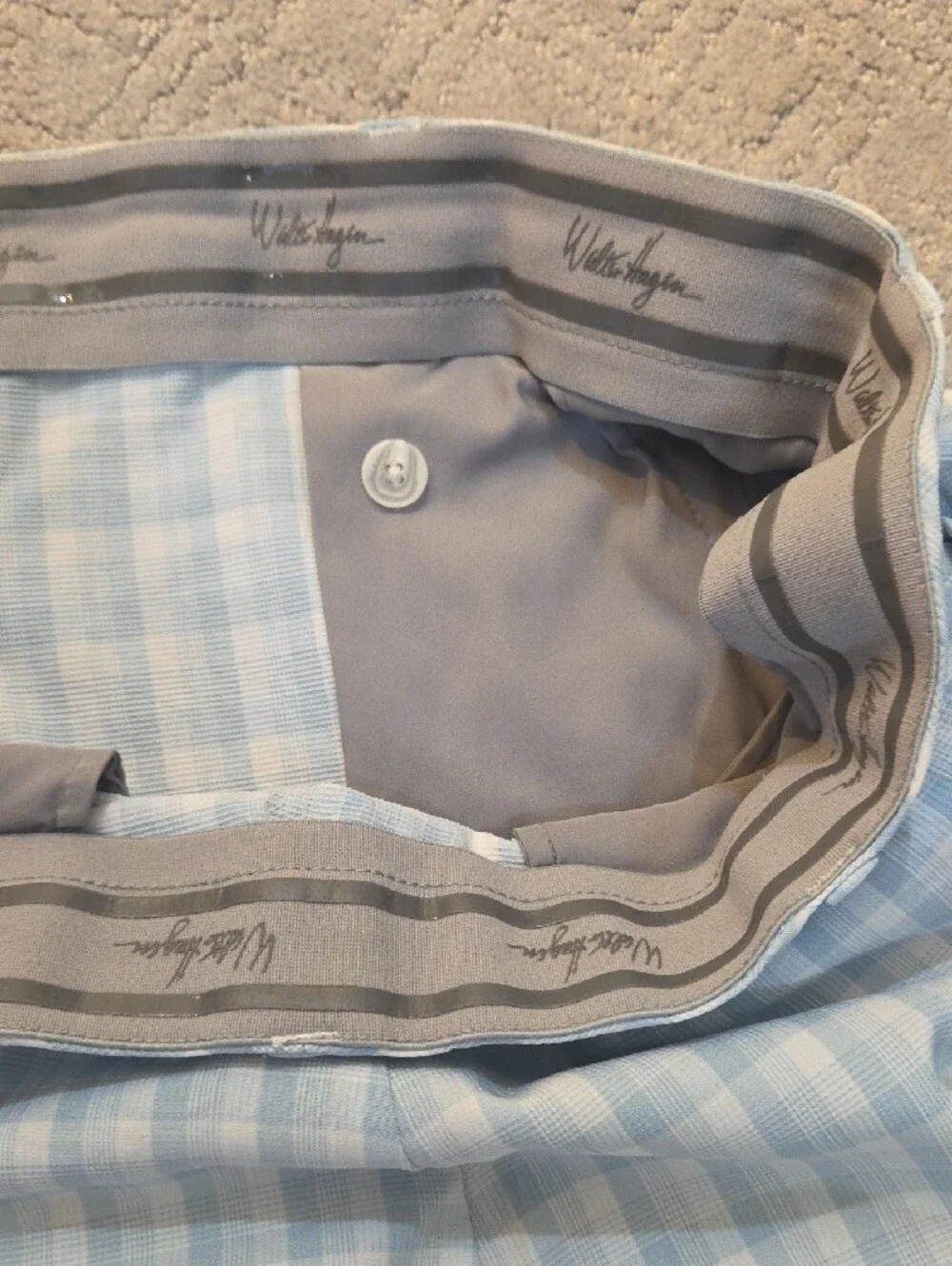 Walter Hagen Men's Light Blue Plaid Golf Shorts